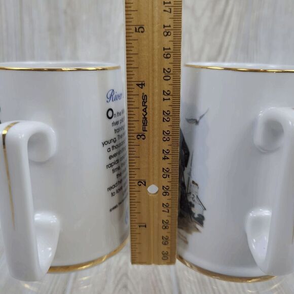 VTG 1985 Norman Rockwell Lot of 2 Collectors Cups Gold Trim Looking out to Sea - Picture 5 of 9